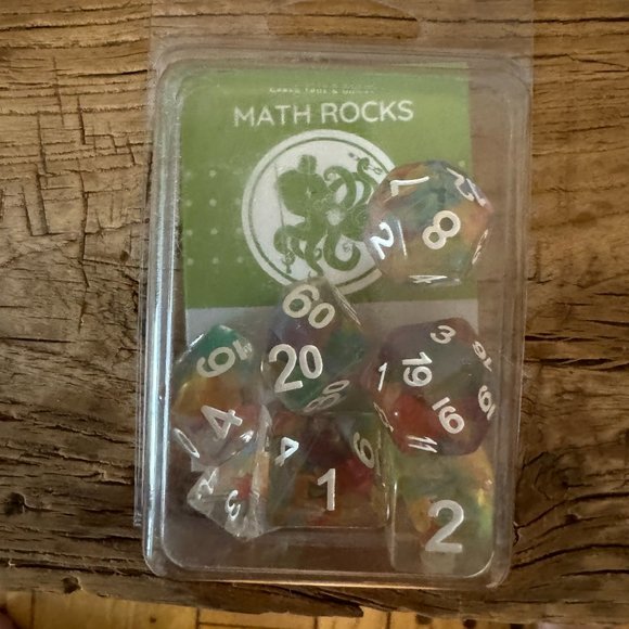 Rainbow 7-Dice Polyhedral Set for Dungeons and Dragons, Math Rocks - Picture 1 of 2